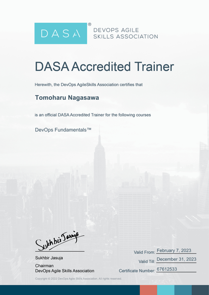 DevOps Accredited Trainer - Tomoharu Nagasawa