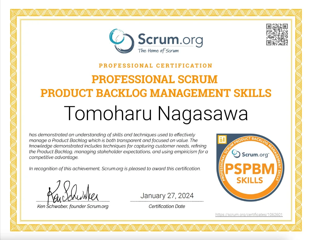 Professional Scrum Product Backlog Management Skills - Tomoharu Nagasawa